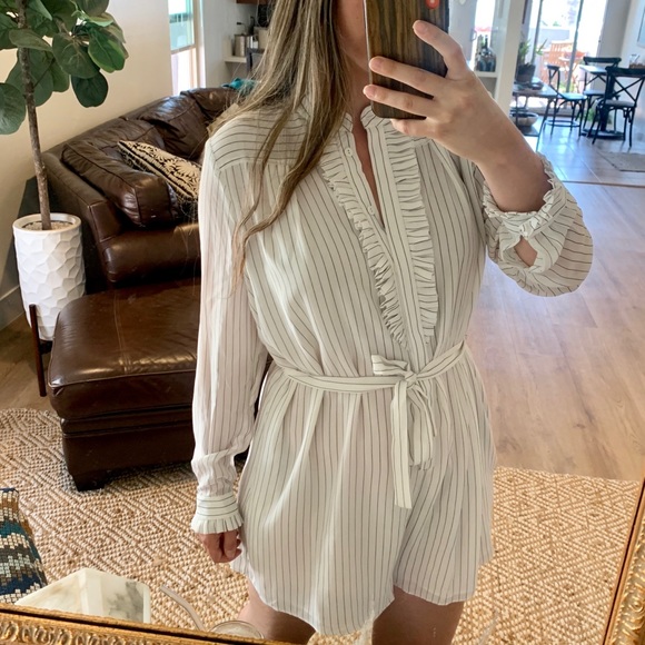 27 NWOT Zimmermann White Striped Ruffle Jumpsuit Romper 10 - Picture 5 of 14